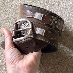 Nocona Western Ribbon Spur Rowel Concho Tab Belt